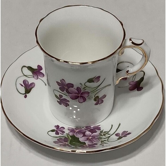 Vintage Oakley China Violet Teacup & Saucer Set - Fine Bone China England - Picture 1 of 8